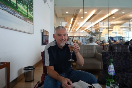 First photo with the new camera - me in the BA lounge at LHR