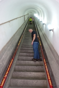 Trying to show how steep the stairs in the bell tower were...