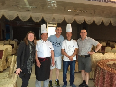 Our chefs from dinner wanted photos with us - Liz, Bruno and Peter with them.
