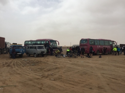 Transferring bags etc from the busses which brought us across the border into the local Mongolian support vehicles