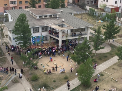 End of school term celebrations at the school opposite the hotel