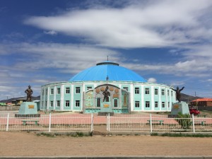 Wrestling stadium and the most famous of Mörön's wrestlers