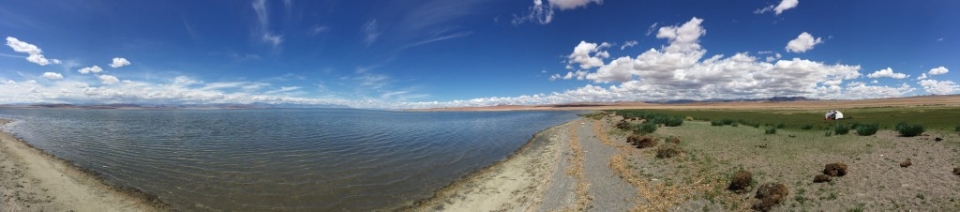 Lake panorama with my tent to the right