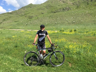 Here you go mum - me in my NZ cycling kit in the Russian countryside