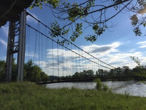 Suspension bridge over the Katun river