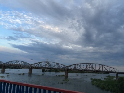 Semey rail bridge on the way out of town