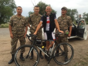 Me and my soldier friends - the chap to my right was the one riding my bike