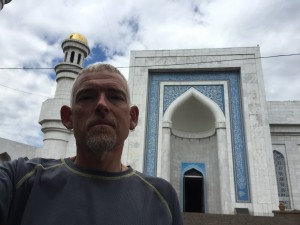 Outside Almaty central mosque