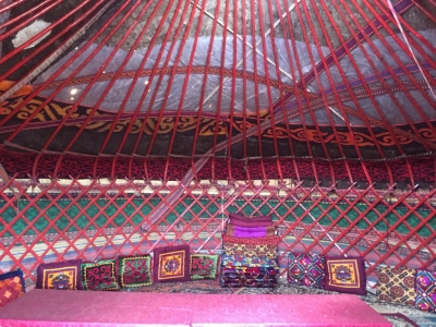 Inside our yurt