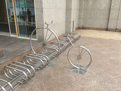 Fancy bike parking outside the shopping mall
