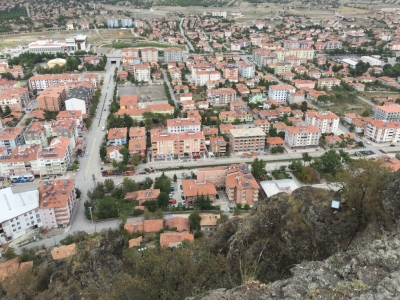 Town and valley below