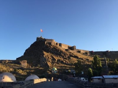 Kars castle in the morning light as we leave town