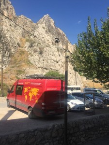 TDA support vehicle and the mountain behind the hotel